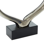 Deco 79 Ceramic Heart Decorative Sculpture Home Decor Statue with Black Base, Accent Figurine 13" x 3" x 12", Silver