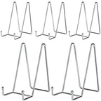 IBosins 5 Pack 6 Inch Plate Holder Display Stands, Metal Silver Frame Stand for Picture, Book, Photo Easel, Creation, Collectibles - color: Silver, size: 6 Inch