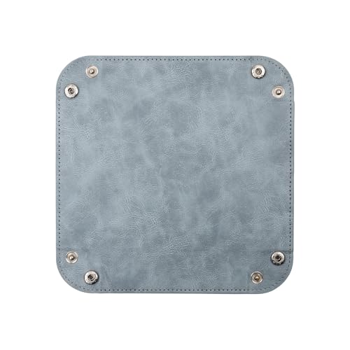 siduater Valet Tray Desktop Storage Organizer – Vegan Leather Catchall Bedside Vanity Tray Nightstand Caddy Holder for Remote Controller, Watch, Keys, Phone, Wallet, Coin, Jewelry, Stone Blue - color: Stone Blue