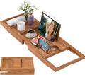 Premium Teak Bathtub Tray Caddy, Expandable Wooden Bath Tray for Tub,Luxury Bathroom Accessories,Great House Warming, Anniversary & Wedding and Birthday Gifts - color: Teak Wood