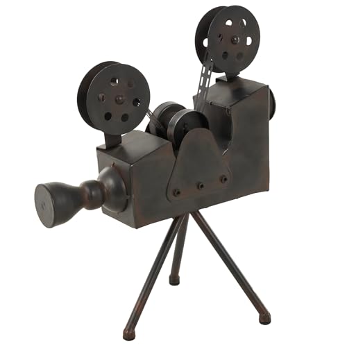 Deco 79 Metal Film Decorative Sculpture Camera Home Decor Statue, Accent Figurine 12" x 7" x 15", Brown