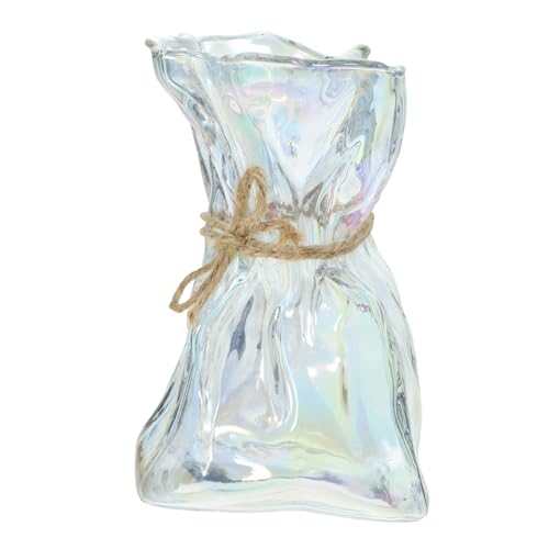 iplusmile Abstract Irregular Shaped Glass Vase Transparent Decorative Flower Container for Home Office Garden Versatile Modern Art Vase with Stable Flat Bottom for Wedding Party and Decor
