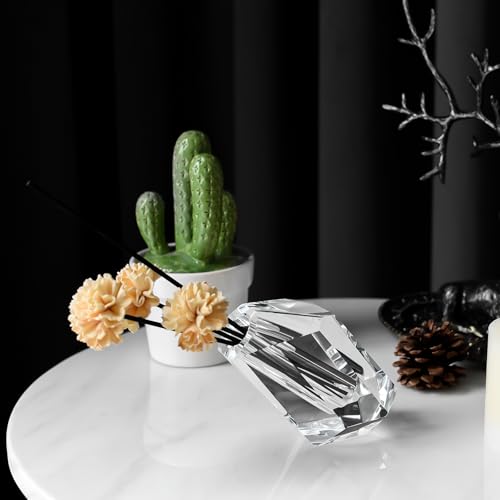 Crystal Vase Home Decor 4.72IN, Multi-Faceted Design Vase Centerpieces Decorations for Wedding or Gift, Clear Color with Gift Box - size: X-Small