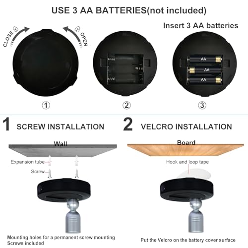 HAMVIDNE Spotlight Indoor, Battery Powered Spot Lights with Remote, Plant Uplights, Timer Dimmable Tree Spotlights, Picture Light for Wall Art Display Dartboard Painting Artwork Accent-2Pack - color: Black-Silver