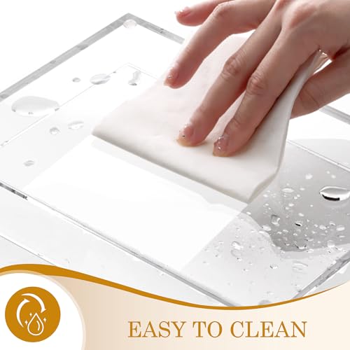 DINGHUO Acrylic Perfume Bathroom Vanity Counter Tray, Clear 9.45"x7.09"x1.38" Rectangle Countertop Organizer for Jewelry Candles Soap Makeup Toilet Tank Kitchen - 1 Pack - style: Small Acrylic Tray