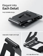 Nulaxy Aluminum Dual Foldable iPad Stand, Fully Adjustable Desktop Tablet Holder, Tablet Accessories for Office Kindle Compatible with Mobile Devices iPad Pro/Air/Mini, iPhone Pro/Max/Plus, Black - color: A-Black