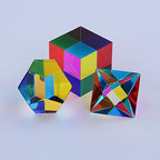 CMY Cubes The Aether (50mm) - Cyan, Magenta & Yellow Polyhedron - Subtractive Color Mixing Optical Octahedron - Teaches Subtractive Color Mixing - Educational, Physics & Kinetic Art Desk Object