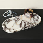 100% Natural Luxury Calaccata Viola Marble Small Hand Towel Tray Holder Organizer, Makeup Bathroom Holder - color: Viola-oval-10"x5"x0.7"