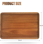 2 PCS 13 x 9 in Solid Acacia Wood Serving Trays Rectangular Wooden Serving Platters Natural Wooden Boards for Bar Coffee Party - color: Brown, size: 13 * 9 inch