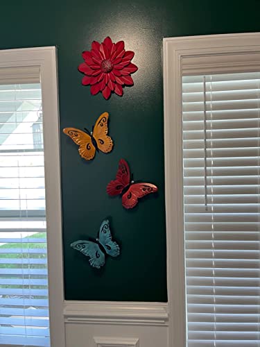 EASICUTI Coral Multiple Layer Metal Flower Wall Art Decor Hanging For Indoor Outdoor Home Bathroom Kitchen Dining Room Bedroom Living Room Farmhouse Or Wall Sculptures 12 Inch - color: Coral