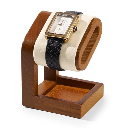Single Watch Stand Display Solid Wood Jewelry Stand Display for Wristwatch Bracelet Bangle(Beige) - color: Beige