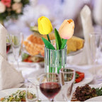 12 Pcs Plastic Small Cylinder Vases for Centerpieces Wedding Decoration, Clear Ribbed Bud Flower Vases Bulk for Wedding Bridal Shower Birthday Living Room Table Decor (5.5 Inch,Cylinder) - size: 5.5 Inch