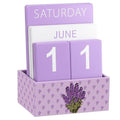 AceOrbit Purple Lavender Wood Block Perpetual Calendar Coquettish Desk Decor Cute Month Week Date Display Decorative Block Calendar for Women Office Home Desk Gift for Women - style: Purple Lavender