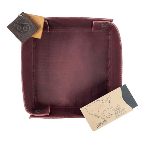 Hide & Drink, Leather Catchall Change Keys Coins Jewels Box Tray Big Storage, Handmade Includes 101 Year Warranty :: Sangria - color: Sangria