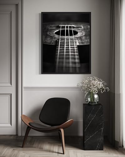 Guitar Art Music Poster - Musical Instrumental Wall Art Print - Black and White - Photography Musical Art - Bedroom or Office Living Room Decor 137 (Guitar, 16 x 20 inches, Unframed) - color: Guitar, size: 20"L x 16"W