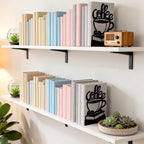 Peacoblue Metal Bookends for Shelves, Modern Decorative Heavy Duty Study Book Ends Stoppers for Office, Desk, Shelf, Room 5.3"x4.3"x7.9" Cast Iron Simple Tall Bookends 1 Pair (Coffee Beans and Books) - style: Coffee Beans and Books