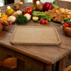 2 Pack Solid Wood Serving Platters and Trays of Natural with Edge,Rectangular Avoid Sliding and Spilling Food (Wood 10x7Inch) - color: Wood 10x7inch
