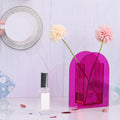 Hot Pink Acrylic Vase, Modern Acrylic Geometric Wide Mouth Small vase, Hot Pink Flower Vase for centerpieces Desk Flower Bud vase, for Living Room Table, Office, Wedding - color: Dd