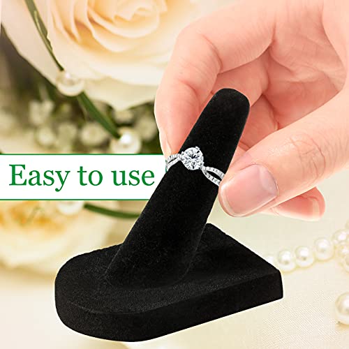 Jetec 12 Pieces Black Velvet Ring Display Stand, Jewelry Holder 2 x 2 x 2 Inches Finger Ring Display Velvet Holder Organizer for Showcase, Vendors, Wedding, Selling