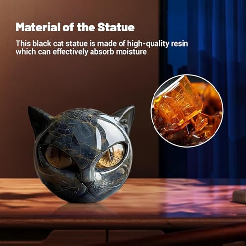 Luxury Black Cat Sculpture, Hand-Carved Crystal & Healing Stone Art Piece, Elegant Décor for Cat Lovers, Gift-Ready Memento for Home or Office, Purple - size: Purple
