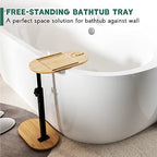 Yumkfoi Bamboo Bathtub Tray Table with Adjustable Height, Freestanding Bath Caddy Tray for Tub Against Wall, Bathtub Side Table for Luxury Bath Home Spa Homewarming - Patent Protected (Natural) - color: Natural