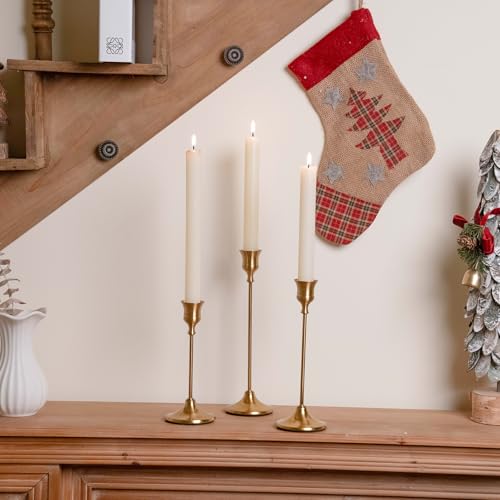 CHILL RECIPE Candlestick Holders Gold Taper Candle Holders, 3 PCS Candle Sticks Holders for Home Decor Table Centerpiece Wedding Housewarming Festival - color: Gold, size: 1 Set-3Pcs