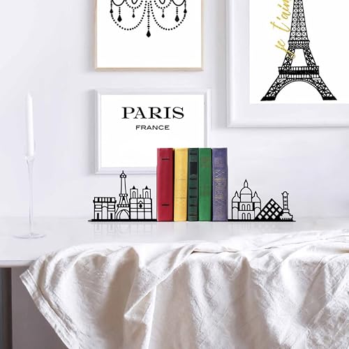 Metal City Skyline Modern Bookends, Paris Decor, Paris Souvenirs Eiffel Tower Decor, French Decor - color: Paris