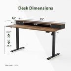 Agilestic 55 x 24 Inches Height Adjustable Electric Standing Desk with 2 Drawers, Stand Up Electric Desk Adjustable Height, Sit Stand Computer Gaming Table with Splice Board, Rustic Brown - color: Rustic Brown, size: 55 x 24 Inches with 2 drawers