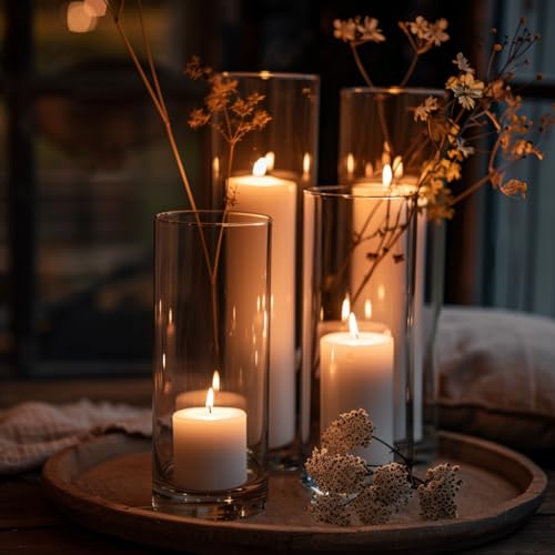 UPBUD 12pcs Glass Cylinder Vases for Centerpieces | 8 Inch Clear Flower Vase for Wedding Decorations, Floating Candle vases for Dinner Table, Bridal Shower, Office Home Décor - color: 8 Inch