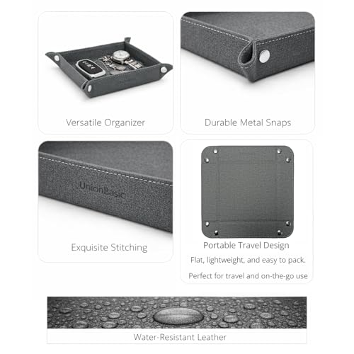 UnionBasic Small Valet Tray, Jewelry Tray for Rings Watches Earrings, Entryway Catchall Caddy for Coins Keys Change, Nightstand Bedside Valet Holder, Trays for Electronic Gadgets, Barry Grey - color: Barry Grey, size: 5.4" x 5.4" x 1.6"