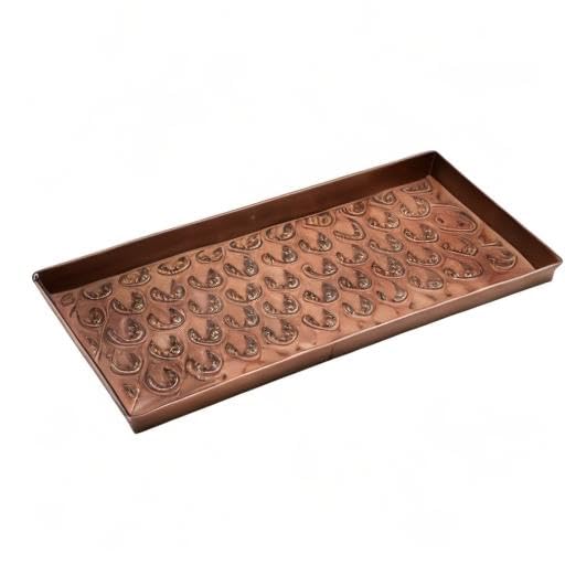 HF by LT Antlers Pattern Metal Boot-Tray, 30 x 13 inches, Antique Copper Finish - color: Antlers Pattern, Antique Copper Finish