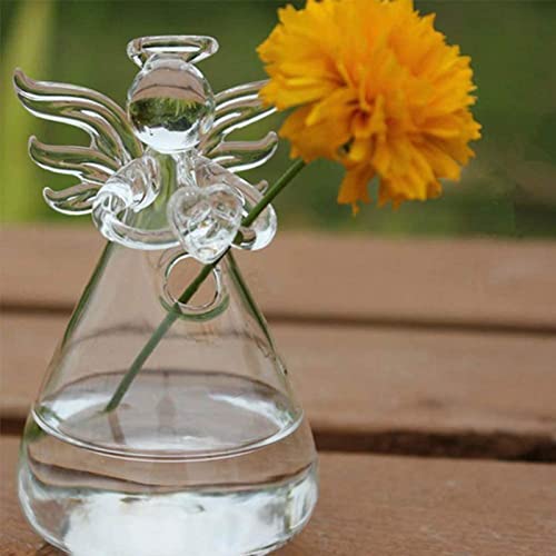 Angel Design Glass Vases Clear Flower Plant Terrarium Container Hanging Vase Wedding Decor Garden Ornaments Hanging Planter (Pack of 8) - size: 8 pcs