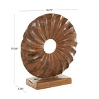 Deco 79 Teak Wood Abstract Handmade Decorative Sculpture Dimensional Circular Home Decor Statue with Center Cutout, Accent Figurine 16" x 5" x 17", Brown - size: 16" x 5" x 17"