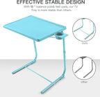 HUANUO Adjustable TV Tray Table - TV Dinner Tray with Cup Holder on Bed & Sofa, Comfortable Folding Table with 6 Height & 3 Tilt Angle Adjustments for Laptop (Azure) - color: Azure