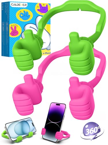 Gifts for Mothers Day Mom Wife Adults Cell Phone Stand - 2 Pack Thumbs Up Lazy Phone Holder for Desk Stocking Stuffers Birthday Gifts for Girls Boys Kids Men (Hot Pink & Avocado Green, 2) - color: Hot Pink & Avocado Green, size: 2
