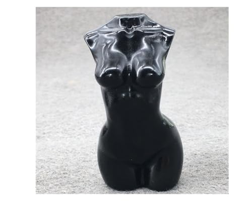 Natural Black Obsidian Crystal Female Model Figurine Hand Carved Body Sculpture Statue Gemstone Small Figurine Reiki 3 Inch Home Office Decor Ornaments 100-150 Grams - color: Black Obsidian