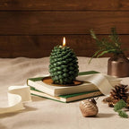Thymes Frasier Fir Scented Candles for Home Decor - Green Pillar Candles for Women & Men - Place on Candle Holder - Luxury Home Fragrance Gifts (Molded Pinecone Pillar) - size: 4.5 in x 3.5 in
