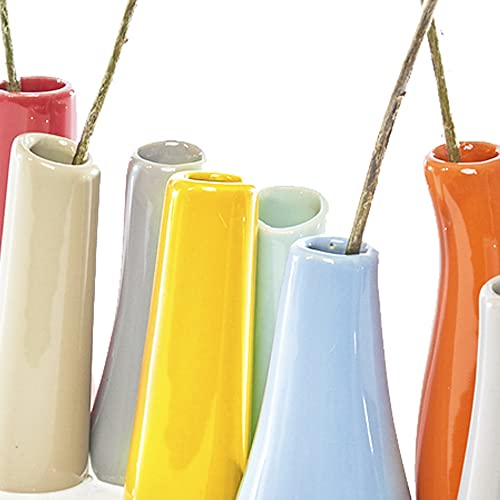 Chive - Pooley 2, Ceramic Flower Vase, 8-Tube Shape (Red) - color: Red