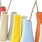 Chive - Pooley 2, Ceramic Flower Vase, 8-Tube Shape (Red) - color: Red