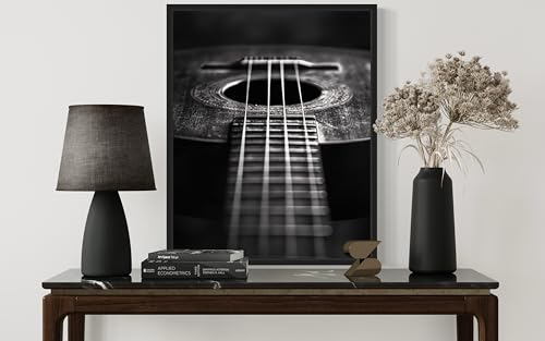 Guitar Art Music Poster - Musical Instrumental Wall Art Print - Black and White - Photography Musical Art - Bedroom or Office Living Room Decor 137 (Guitar, 16 x 20 inches, Unframed) - color: Guitar, size: 20"L x 16"W