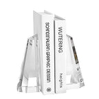 Kitcom Handmade Crystal Bookends Half-Obelisk Design, 1 Pair of Decorative Tabletop Bookends for Office, Home, Desk