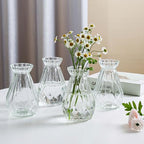 MyGift Mini Set of 6 Diamond-Faceted Clear Glass Bud Vases – Small Decorative Flower Vases for Table Centerpieces, Weddings, and Home Décor