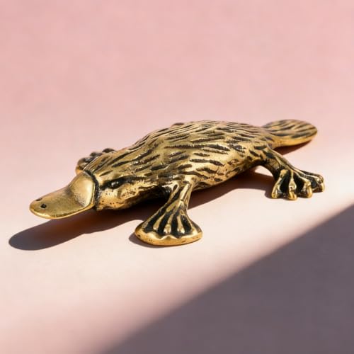 Vintage Mini Platypus Brass Figurine Cute 3D Aminal Statues for Home Office Table Desk Mantle Decor Tea Pet Decoration Funny Gifts for Women Men Friend (HTBJ3590) - color: Fdjlcs3590