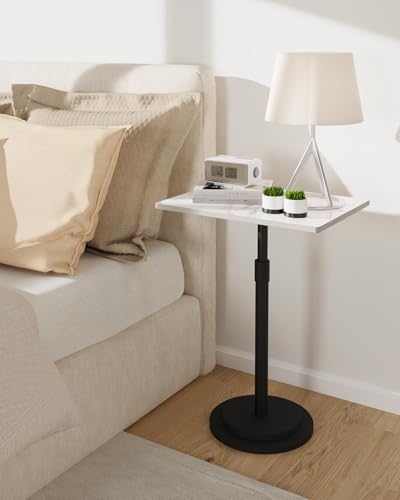 Small Side Table, Height Adjustable Nightstand, Square Indoor Metal Plant Stand, for Living Room, Bedroom, Office, Bathroom, 1 Pack, White, GBZ001RW-1 - color: White, size: Rectangle