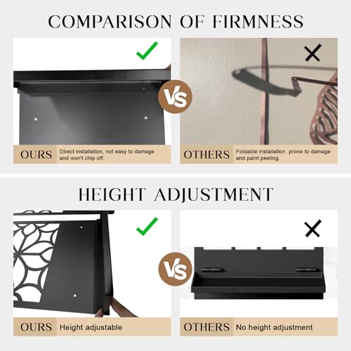 Glamativity Large 2 Pcs Set Black Metal Wall Sconce Candle Holder, 23 x 10'' Minimalist Retro Line Metal Wall Art Décor, 3D Textured Sculptures, Carved Metal Frame Wall Art Hanging for Living Room