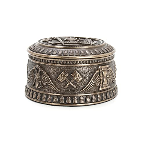 Veronese Design 2 3/8" Tall Masonic Eye of Providence Round Trinket Box Resin Sculpture Bronze Finish