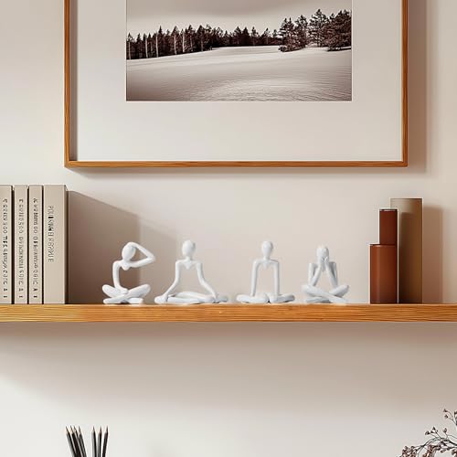 XMGZQ White Thinker Figurines,Abstract Bookshelf Figures,Knick Knacks Home Decor,Plastic Thinker Statue Kit,White Statues for Home Decor,Abstract Art Decorations Accessories,Desk Decor for Women - color: A-white
