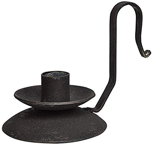 CWI Gifts Iron Taper Candle Holder with Curved Handle, 3.75", Distressed Black