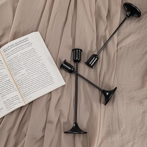 Black Tall Candle Candlestick Holder, 3PCS Taper Pillar Candle Sticks Stand Holders Decor, Centerpiece Dining Table Wedding Festive Fireplace Mantle Vintage Room Decorations, Housewarming Gift - color: Matte Black