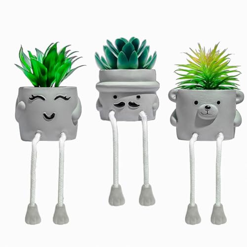 OLEEK Small Fake Plant Office Desk Decor - Desk Plants for Office Decorations for Work - Decorative Plants Decor - Funny Office Decor for Women - Fake Succulents Plants Artificial Home Decor Shelf - size: collection B (set of 3)